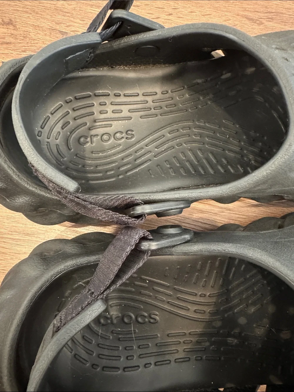 CROCS Kids Black Vented Sport Clog with Heel Strap